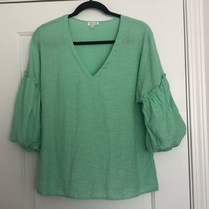 Mint Green Ladies 3/4 puff sleeve blouse